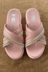 MILLI SHOES - Cross Strap Slides - Pink