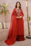 Arif Ashraf - ZEENAN - Deep Red - Tissue Silk and Organza and Crush Silk - 3 Piece