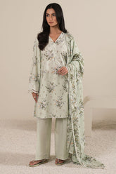 Cross Stitch - PALE AQUA - Lawn - 3 Piece - Unstitched