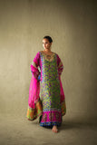 Shehrnaz - Naysa Dhani-Pink Silk Kaftan Set - SHK-1578 - Dhaani Green - Pure Medium Silk - 3 Piece