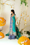 Shehrnaz - Kira Purple–Turquoise Angrakha Set - SHK-1564 - Purple & Turqoise - Silk & Organza - 3 Piece