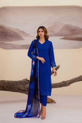 Natasha kamal - Mabel - Cobalt Blue - Georgette - 3 Piece