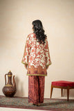 Shamaeel - Antique Art Khaadi Silk Suit For Women - Maroon & Ivory - 2 Piece