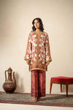 Shamaeel - Antique Art Khaadi Silk Suit For Women - Maroon & Ivory - 2 Piece