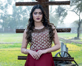 Syah - Umbrella Gown - Maroon - Silk - 1 Piece