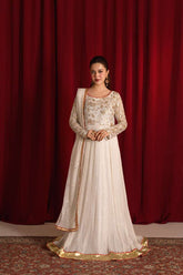 Zaaviay-Golden Glow-White-Chiffon-3 Piece