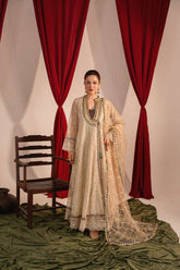 Zaaviay-Beige Bloom-Ivory-Chikankari-3 Piece