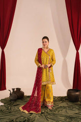 Zaaviay-Olive Splash-Olive Green-Chikankari-3 Piece