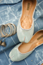 Chapter 13 - Micro Velvet Khussa For Women - Ice Blue