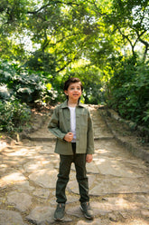 Hummingbirdspk - Moss Green cotton Khaki Jacket - 1 Piece