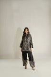 Shehrnaz - Crepe Silk Eclipse Cape Co-Ord For Women - Black