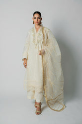 Insia Sohail - Chandni raat - Off white - Kora cotton