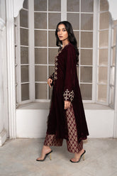 Laleen Marigold Suit Maroon 3 Piece