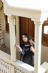 Omal by Komal - Noora Khaddar Suit For Women - Black - 3 Piece