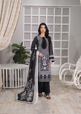 Aroshlay - Noir Essence Printed Lawn Suit For Women - Black - 3 Piece