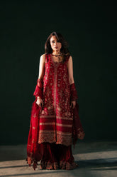 Malook - Serena - red - silk - 3 Piece