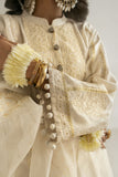 Shehrnaz - Dhakai Pearl Bloom Ivory Suit For Women - Off-White