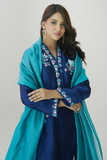 Gul E Noor - Pariwash - Royal Blue - Pure Sheesha Silk - 3 Piece