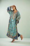 Shamaeel - Teal Heritage Viscose Silk Suit For Women - Blue - 2 Piece