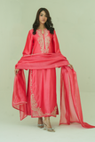 Gul E Noor - Zarri Long Pink - Pure Sheesha Silk - 3 Piece