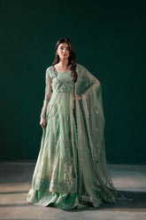 Malook - Feroza - green - silk - 3 Piece