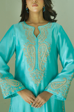 Gul E Noor - Zarri Long Mint - Pure Sheesha Silk - 3 Piece