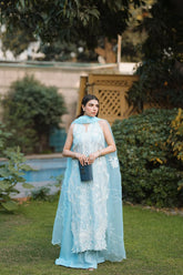 Reema Ahsan - Faya - Kora Cotton & Raw Silk with Organza - Ice Blue - 3 Piece