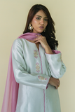 Gul E Noor - Silver Dew - Ash Silver - Pure Sheesha Silk - 3 Piece