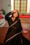 Omal by Komal - SAAYA - Chiffon & Raw Silk - Black