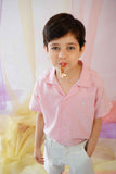 Hummingbirdspk - Pastel Pink cotton - Cuban Collar Shirt - 1 Piece