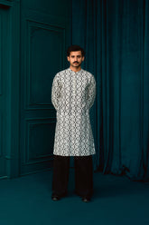 DEEPAK & FAHAD - Tarin - Grey & White - khaddi net - 2 Piece