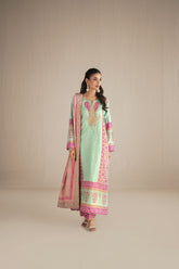 Shehrnaz - Pure Medium Silk Celadon Rose Gulbahar Suit For Women - Mint Green & Fuchsia