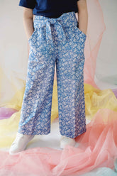 Hummingbirdspk - Toile de Jouy High-waisted Wide leg Pants - Navy & White - 1 Piece