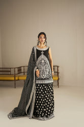 Shehrnaz - Chiffon Noir Sitara Lehenga Set For Women - Black