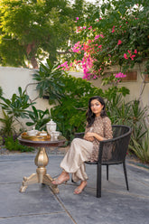 Alishba Kashif - Taupe Eclat Satin Suit For Women - Taupe - 2 Piece