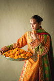 Shehrnaz - Marea Orange Silk Shalwar Set - SHK-1572 - Orange - Silk - 3 Piece