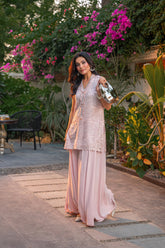 Alishba Kashif - Fleur De Lune Satin, Silk Suit For Women - Pink - 2 Piece