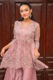 Alishba Kashif - Rose Muse Net Kurti Tunic Top For Women - Pink - 2 Piece