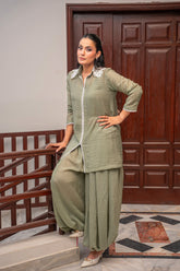 Alishba Kashif - Sage Reverie Viscose Suit For Women - Green - 2 Piece