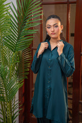 Alishba Kashif - Deep Serenity Viscose Suit For Women - Teal - 2 Piece
