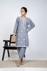 Ayla Studio - Solid Embroidered | 2-Piece Rtw | Grey