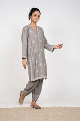 Ayla Studio - Solid Embroidered | 2-Piece Rtw | Silver Grey