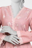 Ayla Studio - Chambray Embroidered Suit For Women - Pink - 2 Piece