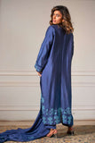 Yasmin Zaman - Butter Sheesha mat finish Suit For Women - Purssian blue - 3 Piece