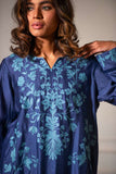 Yasmin Zaman - Butter Sheesha mat finish Suit For Women - Purssian blue - 3 Piece