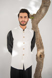 Shahjahan - Wash & Wear - Off White on Black - 3 Piece