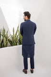 Shahjahan - Wash & Wear - Blue Kurta Trouser & Waistcoat - 3 Piece