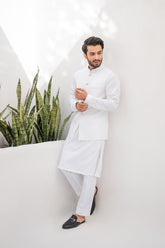 Shahjahan - Wash & Wear - Off White Kurta Trouser & Waistcoat - 3 Piece