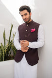Shahjahan - Wash & Wear - Chocolate Brown on Off White - 3 Piece