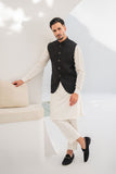 Shahjahan - Wash & Wear - Black on Off White - 3 Piece